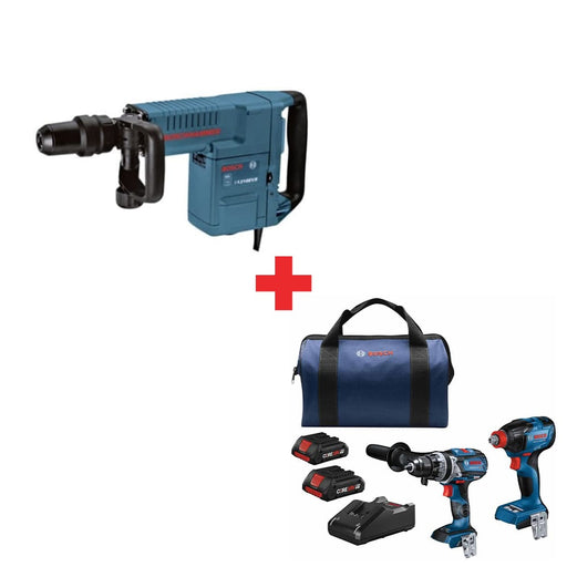 Bosch 11316EVS 120V Demolition Hammer W/ FREE GXL18V-227B25 18V 2-Tool Combo Kit - My Tool Store