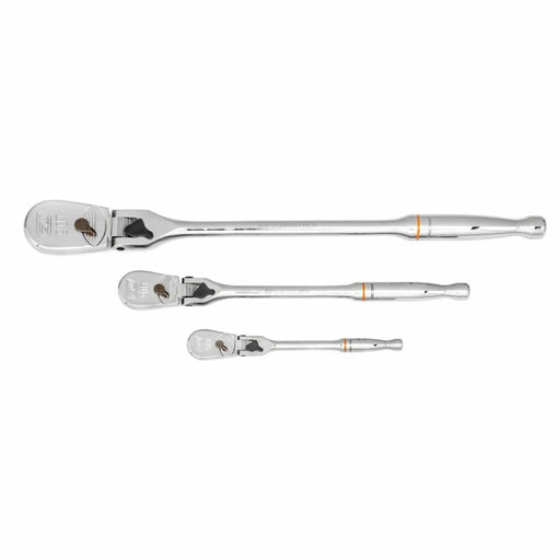 GearWrench 81276T 3 Pc. 1/4", 3/8" & 1/2" Drive 90-Tooth Locking Flex Head Teardrop Ratchet Set - My Tool Store
