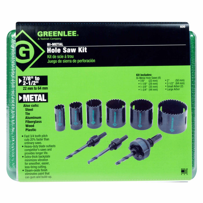 Greenlee 830 1/2" - 2" Conduit Size Bi-Metal Hole Saw Kit - My Tool Store