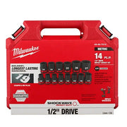 Milwaukee 49-66-7013 14PCSHOCKWAVE Impact Duty™ 1/2" Drive Metric Standard 6 Point Socket Set