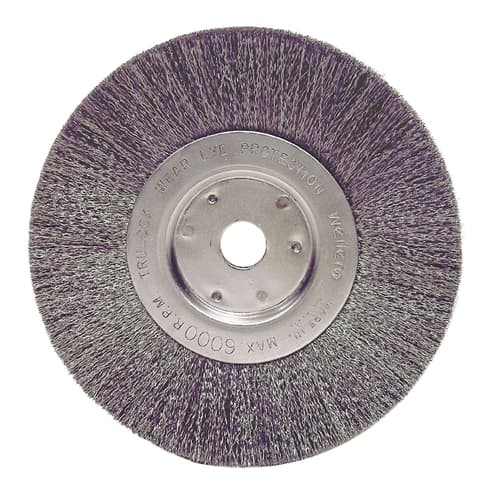 Weiler 01075 6" Narrow Crimped Wire Wheel, .014, 5/8"-1/2" A.H.