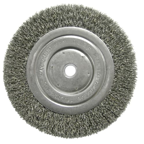 Weiler 01125 6" Narrow Crimped Wire Wheel, Short Trim, .014, 5/8"-1/2" A.H.