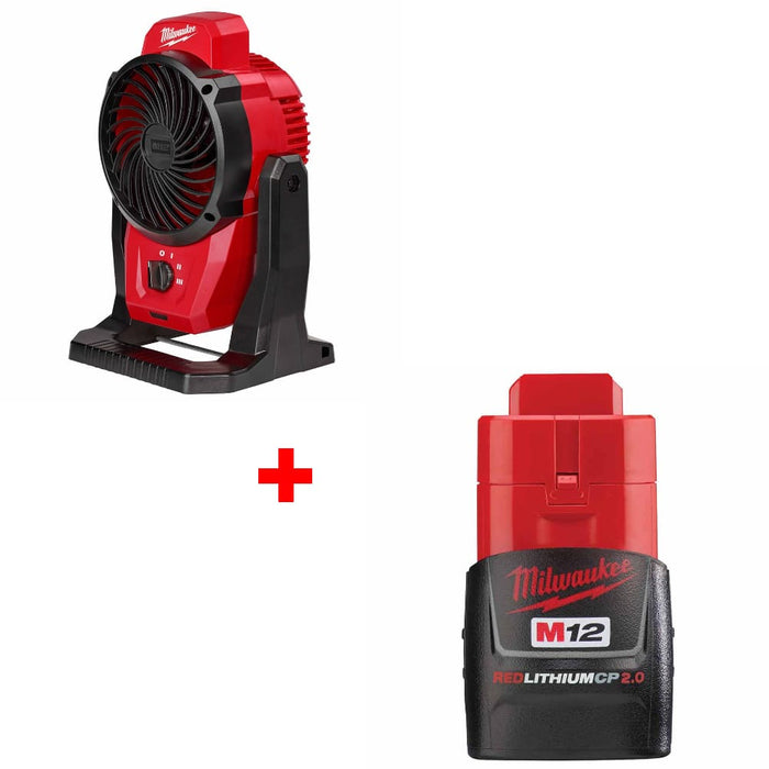 Milwaukee 0820-20 M12 Mounting Fan w/ FREE 48-11-2420 M12 2.0 Battery Pack