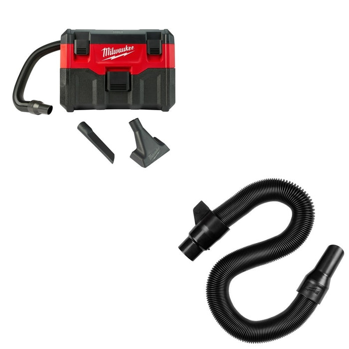 Milwaukee 0880-20 2-Gallon Wet/Dry Vacuum W/ FREE 49-90-2014 1-1/4" x 2' to 6' Expandable Hose