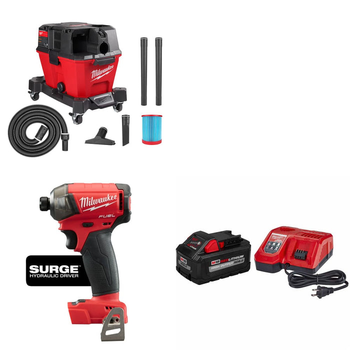 Milwaukee 0910-20 M18 FUEL Vacuum W/ 2760-20 M18 Hex Driver & FREE Starter Kit