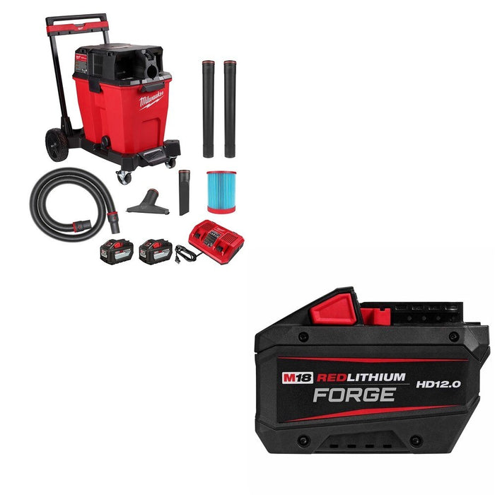 Milwaukee 0930-22HD 12-Gallon Dual-Battery Wet/Dry Vacuum W/ FREE 48-11-1813 M18 Battery