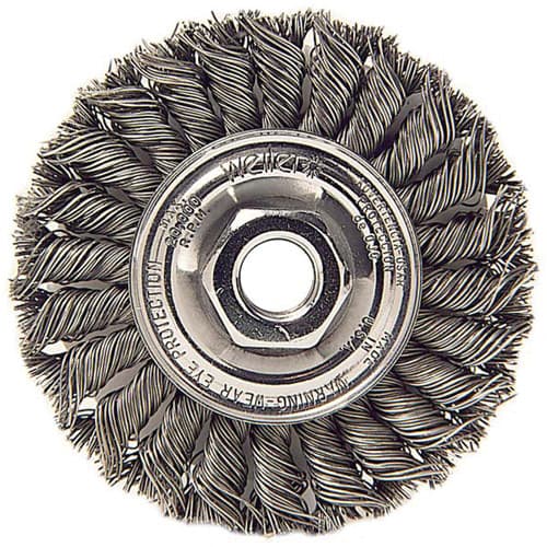 Weiler 13110 4" Standard Twist Wire Wheel, .014 SS, 3/8"-24 A.H.