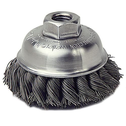 Weiler 13153 3-1/2" Single Row Wire Cup Brush, .023, 3/8"-24 A.H.