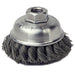 Weiler 13153 3-1/2" Single Row Wire Cup Brush, .023, 3/8"-24 A.H.