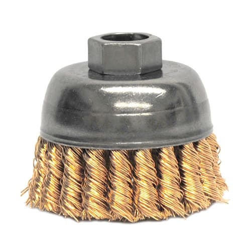 Weiler 13299 2-3/4" Single Row Wire Cup Brush, .020 Bronze, 5/8"-11 A.H.,