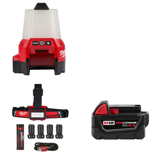 Milwaukee 2144-20 M18 Compact Site Light w/ 2115-21 Headlamp & FREE Battery Pack