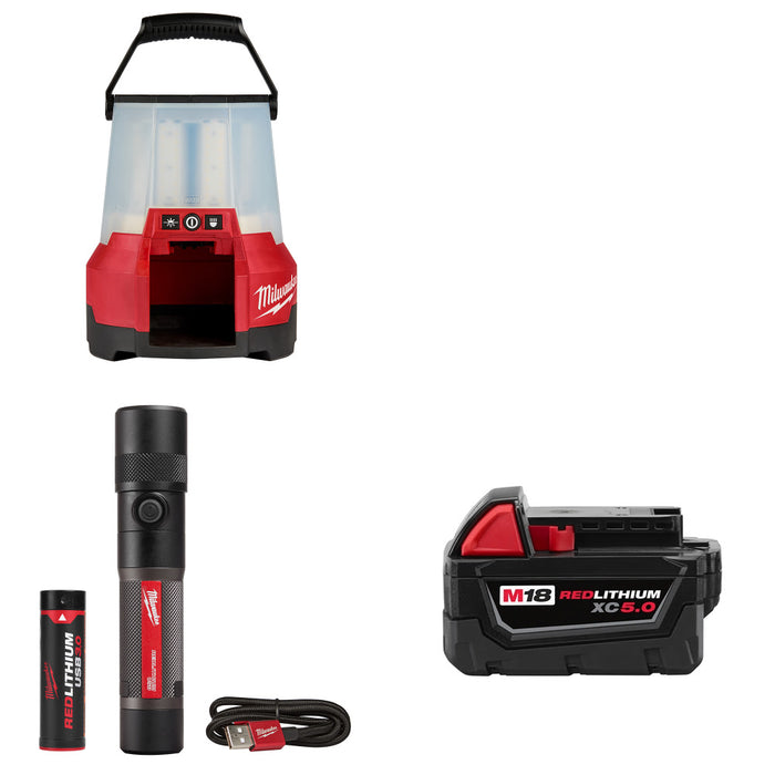 Milwaukee 2145-20 M18 LED Site Light  W/ FREE 2161-21 Flashlight & Battery Pack