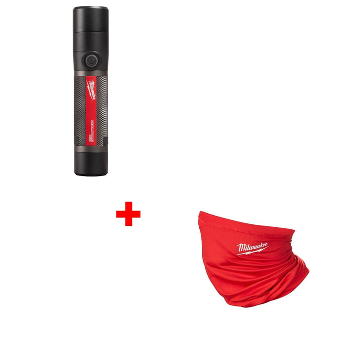 Milwaukee  2160-21 RECHARGEABLE 800L FLASHLIGHT w/ FREE 423R NECK GAITER-RED
