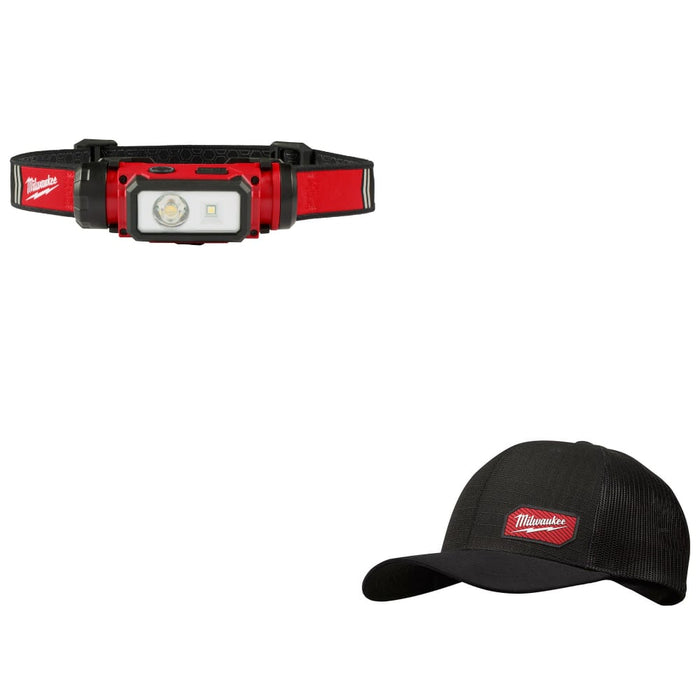 Milwaukee 2163-21 Rechargeable Headlamp, 600 Lumens W/ FREE 505B Trucker Hat