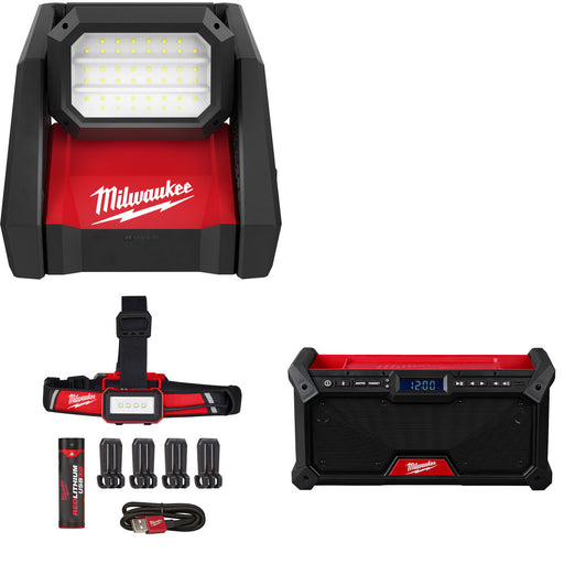 Milwaukee 2366-20 M18 ROVER Flood Light W/ FREE 2115-21 Headlamp & Radio, Bare