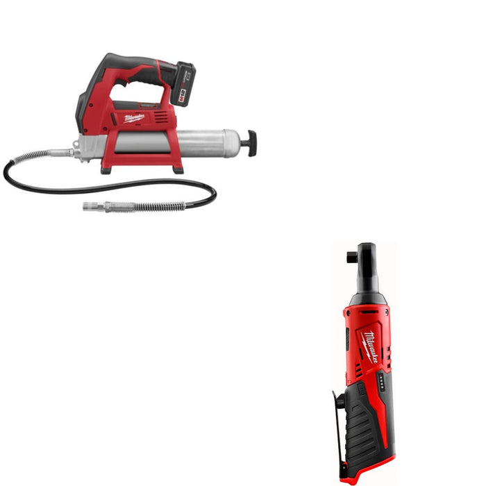 Milwaukee 2446-21XC M12 Grease Gun Kit w/ FREE 2457-20 M12 Cordless 3/8" Ratchet