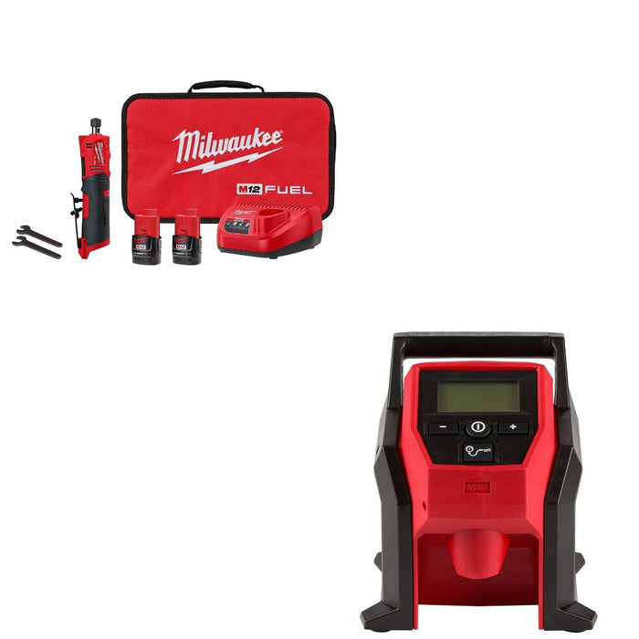 Milwaukee 2486-22 Die Grinder Kit W/ FREE 2475-20 Compact Inflator