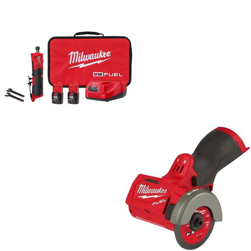 Milwaukee 2486-22 M12 Straight Die Grinder Kit W/ FREE 2522-20 3" Cut Off Tool