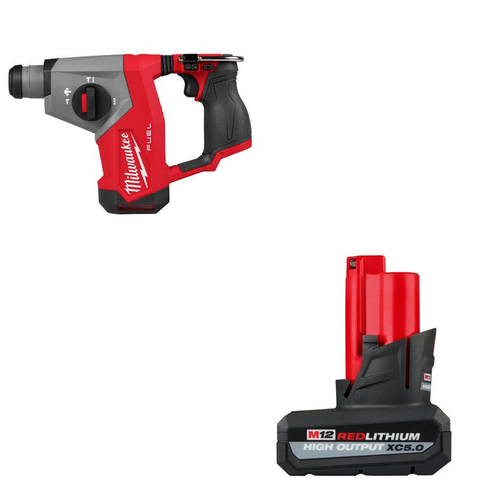 Milwaukee 2508-20 M12 FUEL 5/8" Rotary Hammer W/ 48-11-2450 M12 XC5 Battery Pack