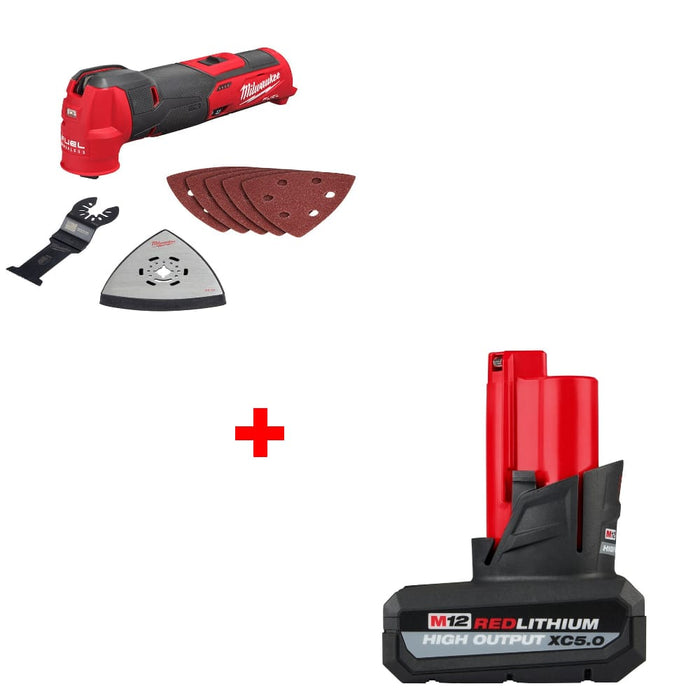 Milwaukee 2526-20 M12 FUEL Multi-Tool w/ 48-11-2450 M12 XC5.0 Battery Pack