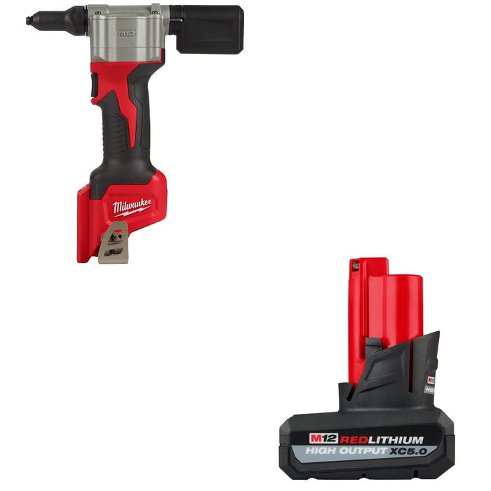 Milwaukee 2550-20 M12 Rivet Tool, Bare W/ FREE 48-11-2450 M12 XC5.0 Battery