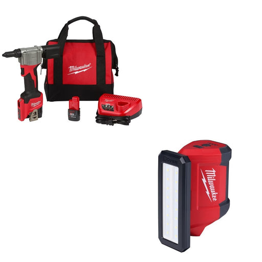 Milwaukee 2550-22 M12 Rivet Tool Kit W/ FREE 2367-20 Flood Light
