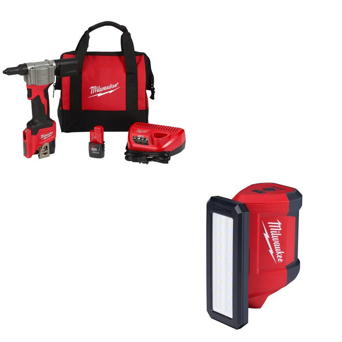 Milwaukee 2550-22 M12 Rivet Tool Kit W/ FREE 2367-20 Flood Light