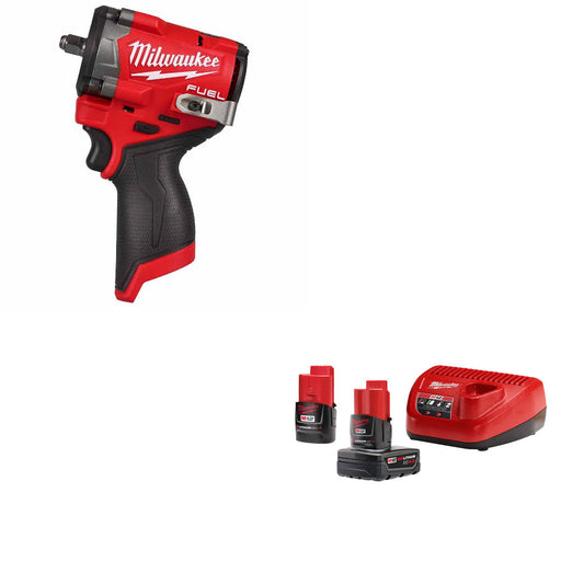 Milwaukee 2562-20 M12 FUEL Impact Wrench W/ FREE 48-59-2424 M12 12V Starter Kit