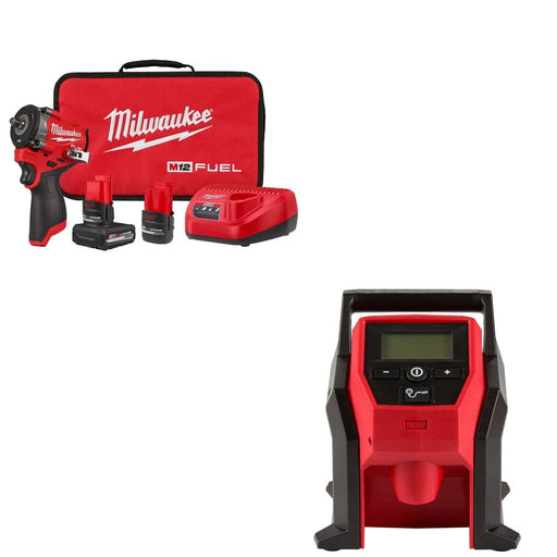 Milwaukee 2562-22 Stubby Impact Wrench Kit W/ FREE 2475-20 Inflator