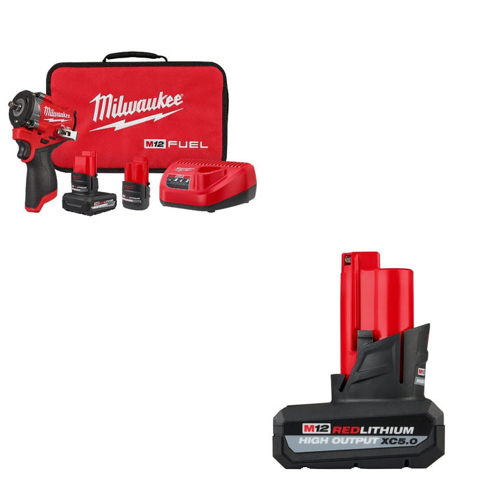 Milwaukee 2562-22 M12 FUEL 3/8" Impact Wrench Kit W/ FREE 48-11-2450 Battery