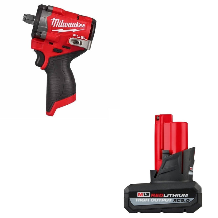 Milwaukee 2563-20 M12 FUEL Stubby 1/2" Impact Wrench W/ FREE 48-11-2450 M12 Battery