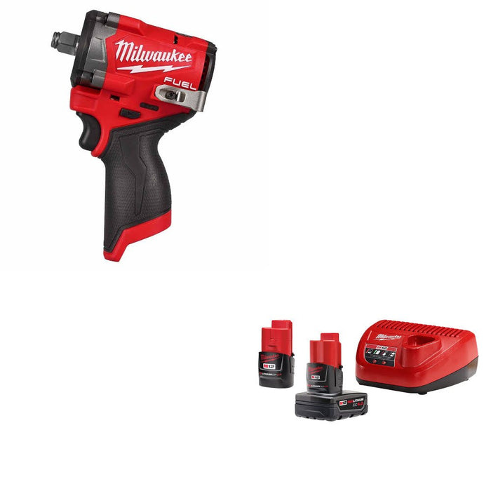 Milwaukee 2563-20 M12 FUEL Impact Wrench W/ FREE 48-59-2424 M12 12V Starter Kit