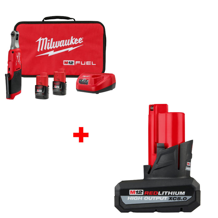 Milwaukee 2566-22 M12 FUEL 1/4" Ratchet Kit W/ FREE 48-11-2450 M12 Battery Pack