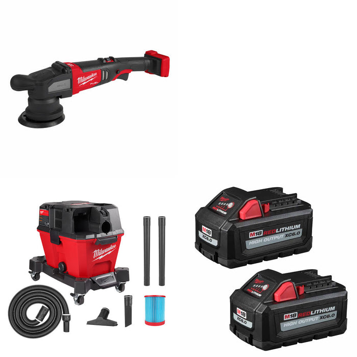 Milwaukee 2684-20 M18 FUEL Polisher W/ 0910-20 M18 Vacuum & FREE Battery 2 Pack