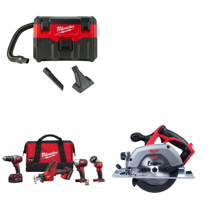 Milwaukee 2695-24 M18 4-Tool Combo Kit w/ FREE 0880-20 Wet/Dry Vacuum & Circ Saw