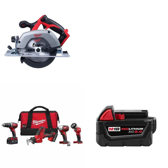 Milwaukee 2695-24 M18 4-Tool Combo Kit w/ 2630-20 6-1/2" Circ Saw & Battery