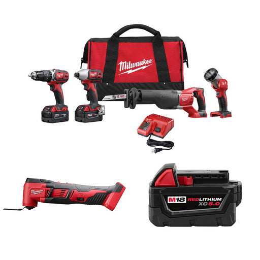 Milwaukee 2696-24 M18 4pc Combo Kit w/ FREE Oscillating Multi-Tool & Battery