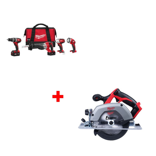 Milwaukee 2696-24 M18 4-Tool Combo Kit w/ Two FREE 2630-20 M18 6-1/2" Circ Saws