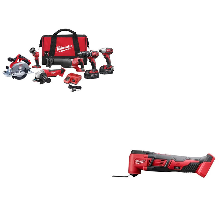 Milwaukee 2696-26 M18 6-Tool Combo Kit w/ FREE 2626-20 M18 Multi-Tool Bare, 2pk