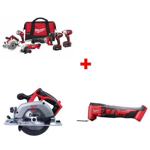 Milwaukee 2696-26 M18 6-Tool Combo Kit w/ FREE  M18 6-1/2" Circ Saw & Multi-Tool