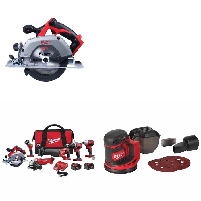 Milwaukee 2696-26 M18 6-Tool Combo Kit w/ FREE 2630-20 6-1/2" Circ Saw & Sander