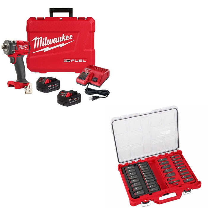 Milwaukee 2855P-22R M18 Impact Wrench Kit W/ FREE 49-66-6805 36Pc Socket Set