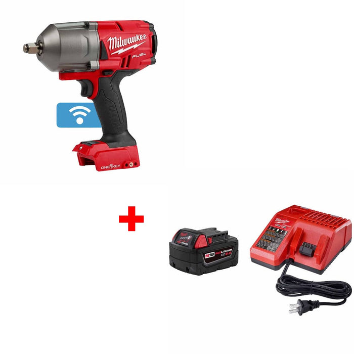 Milwaukee 2863-20 M18 FUEL Impact Wrench  w/ FREE 48-59-1850 M18 Starter Kit