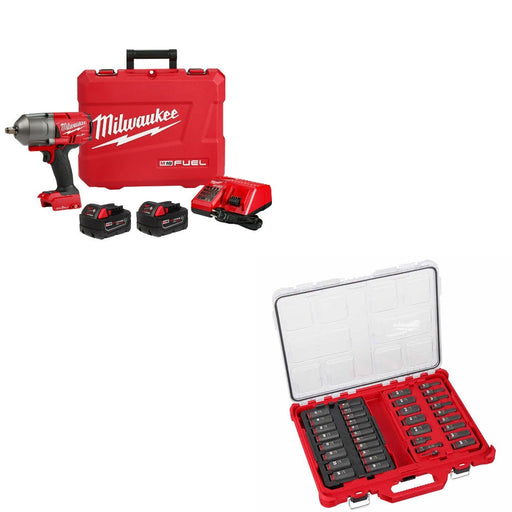 Milwaukee 2863-22R M18 FUEL Impact Wrench Kit W/ FREE 49-66-6805 36Pc Socket Set