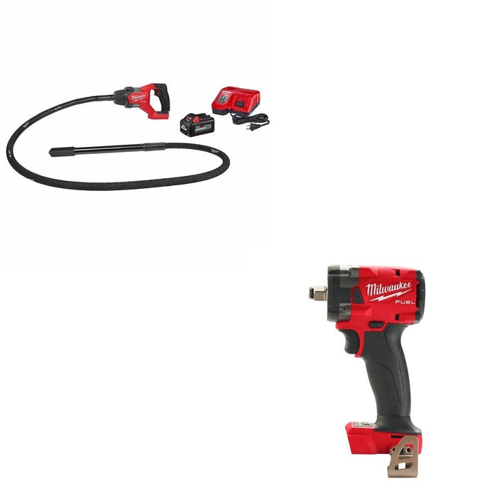 Milwaukee 2911-21 M18 FUEL 8' Concrete Pencil Vibrator W/ FREE 2855-20 Impact Wrench