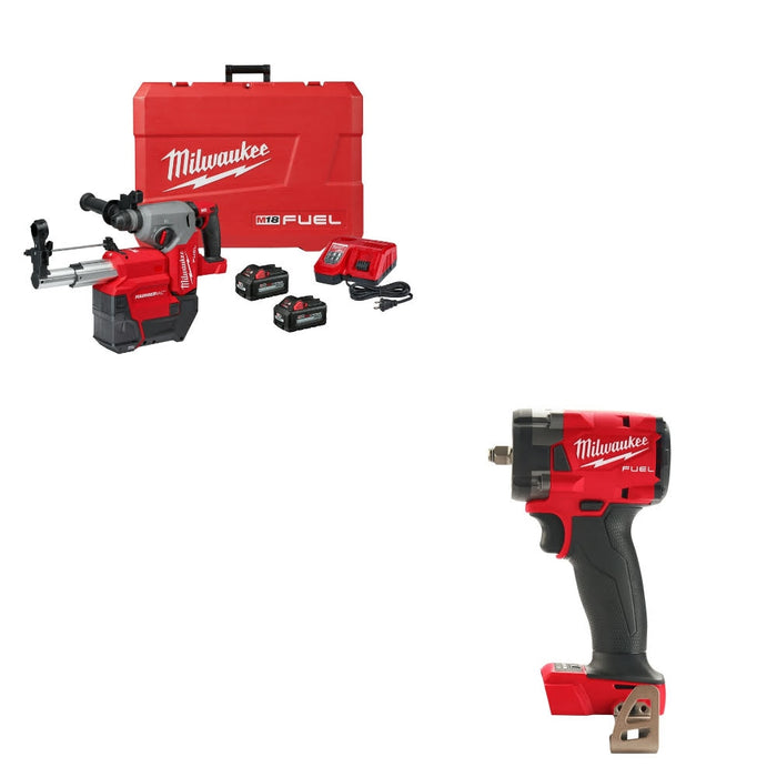 Milwaukee 2912-22DE Rotary Hammer Kit W/ FREE 2854-20 Impact Wrench