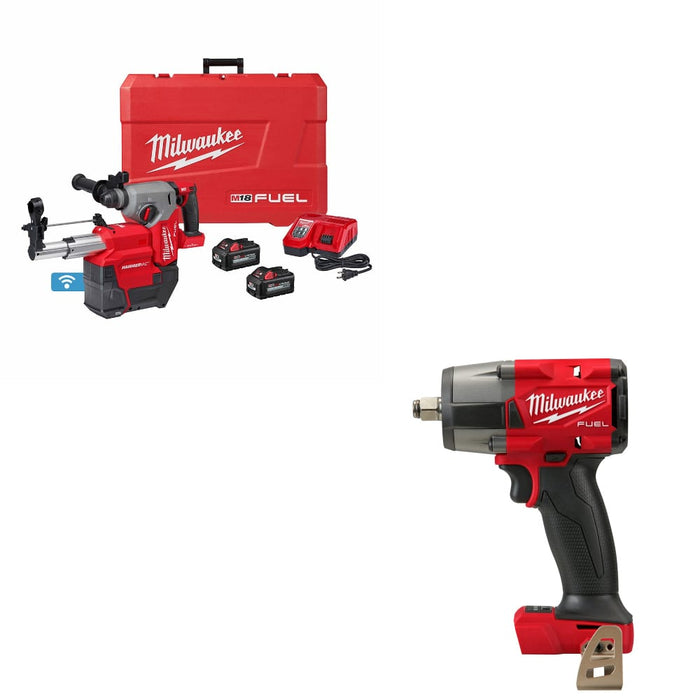 Milwaukee 2914-22DE M18 FUEL Rotary Hammer Kit w/ FREE 2962-20 M18 Impact Wrench