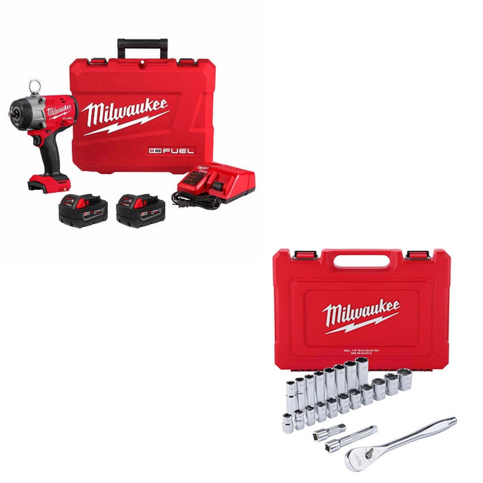 Milwaukee 2966-22 Impact Wrench Kit W/ FREE 48-22-9410 Socket Set