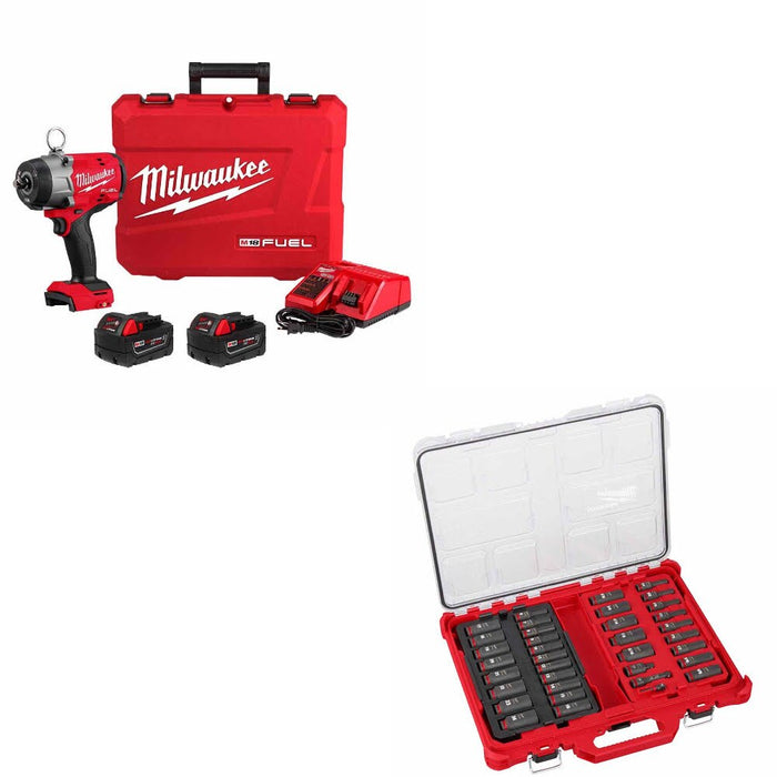 Milwaukee 2966-22 M18 FUEL Impact Wrench Kit W/ FREE 49-66-6805 36Pc Socket Set