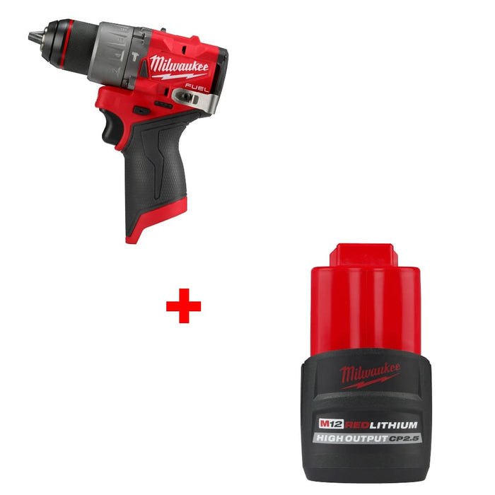 Milwaukee 3404-20 M12 FUEL 1/2" Drill/Driver W/ FREE 48-11-2425 M12 CP2.5 Battery